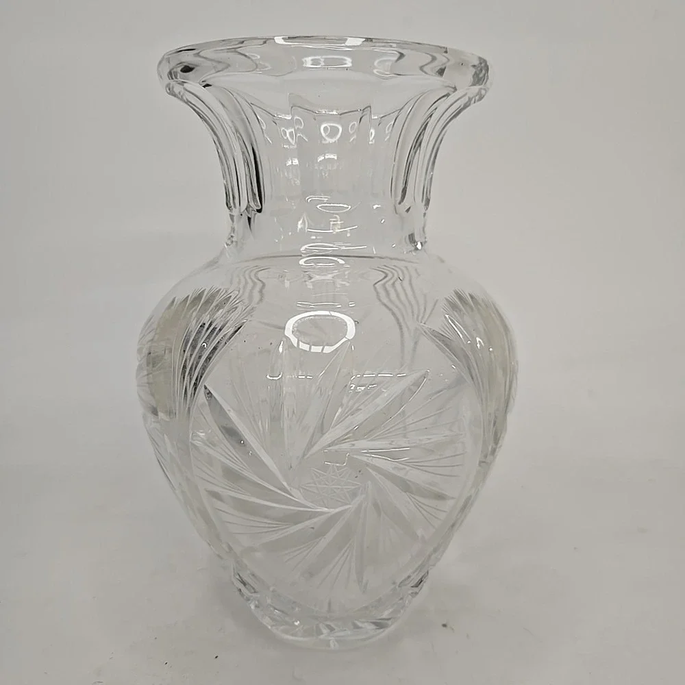 Vintage Crystal Vase, Raised Diamond and Geometrics Cuts